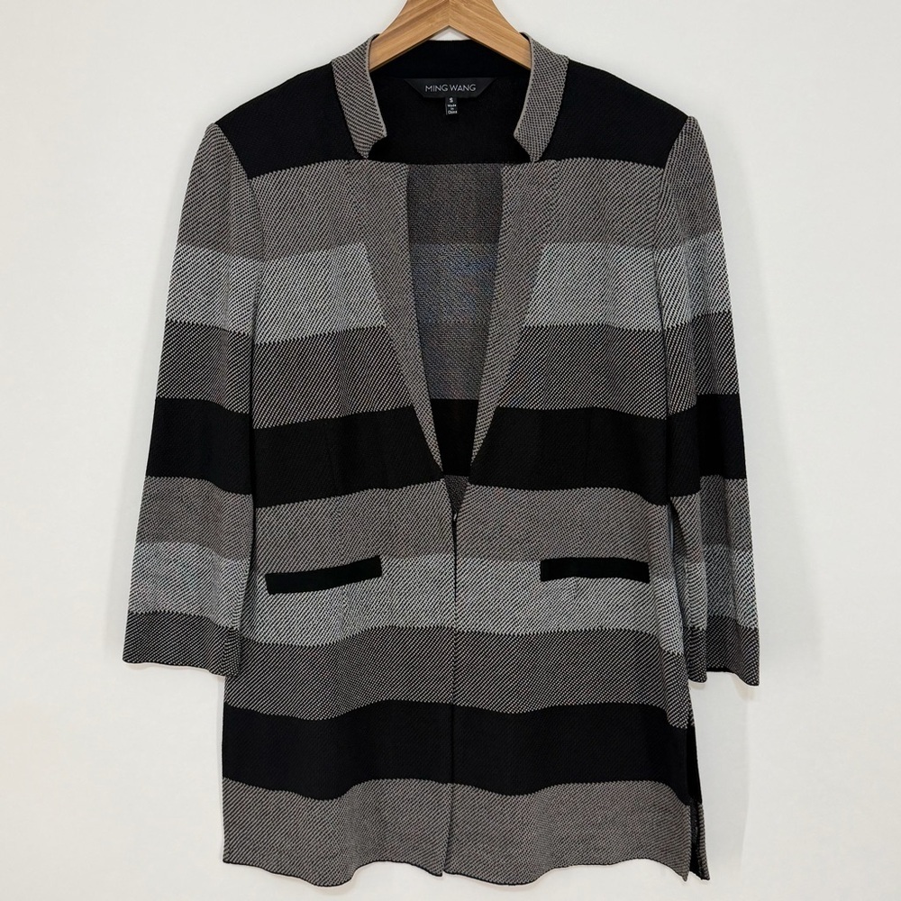 Ming Wang Women's Striped Blazer Jacket Size Small